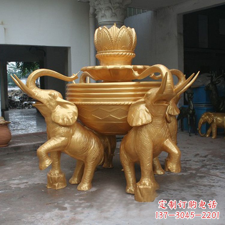 江西铜雕喷水大象雕塑