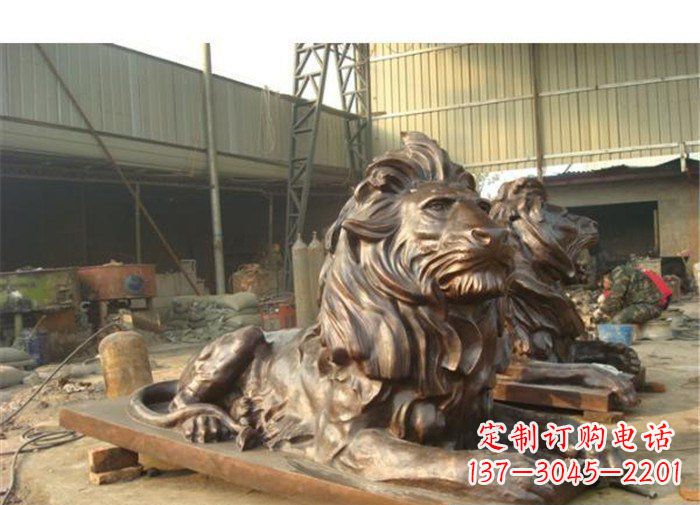 江西铜雕狮子公司门口雕塑