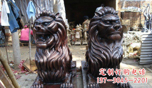 江西铜雕狮子公司门口雕塑 (2)
