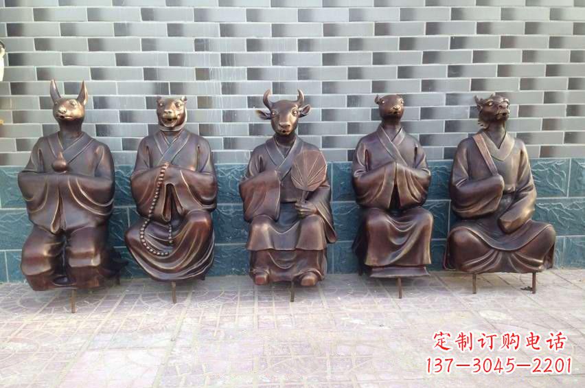 江西铜雕兽首人身十二生肖雕塑