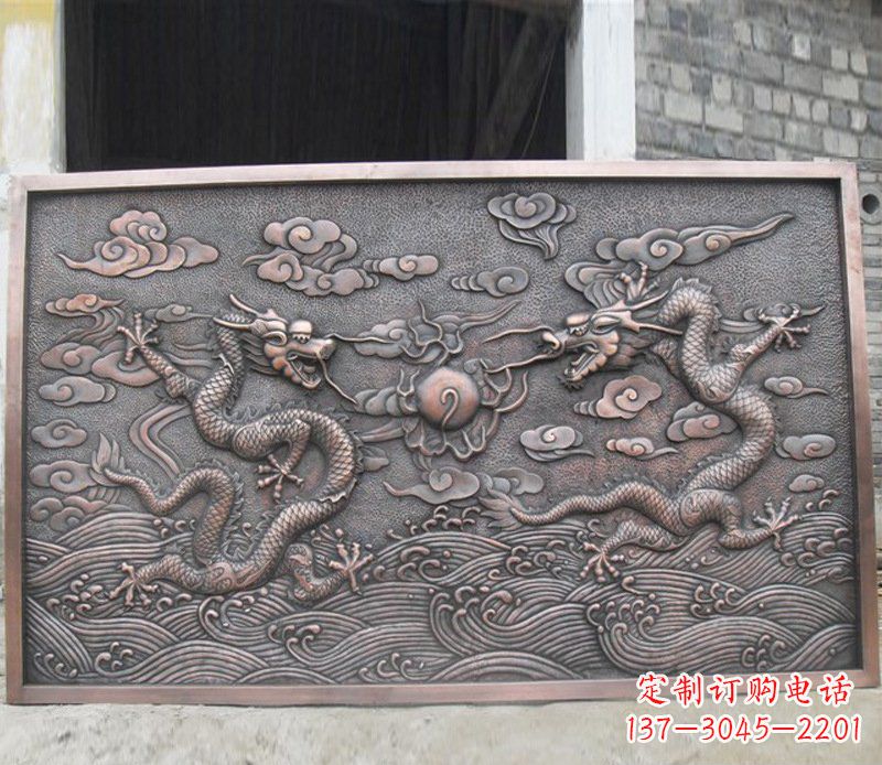 江西铜雕双龙壁画景观摆件