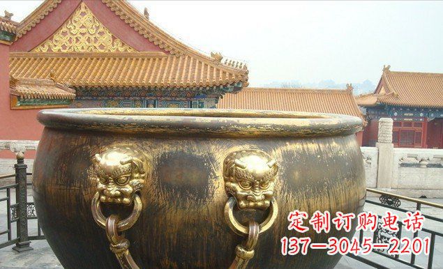 江西铜雕水缸寺庙景观雕塑 (2)