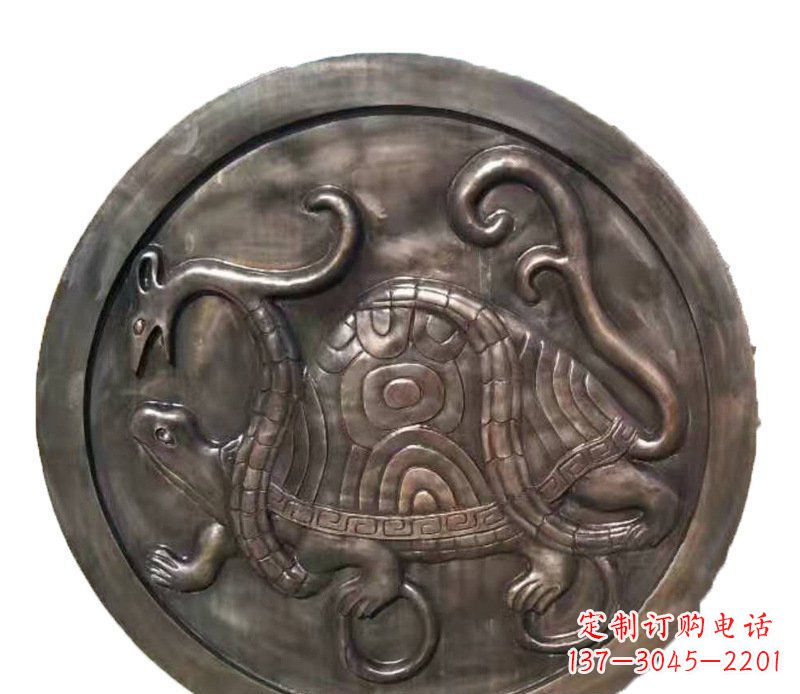江西铜雕乌龟与蛇壁画摆件