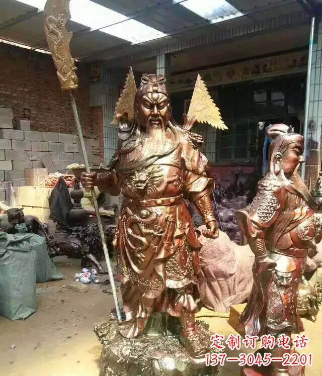 江西铜雕武财神持刀关公雕塑