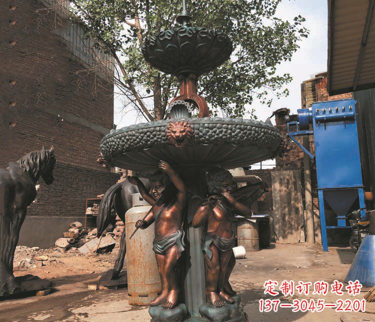 江西铜雕西方人物喷泉景观雕塑