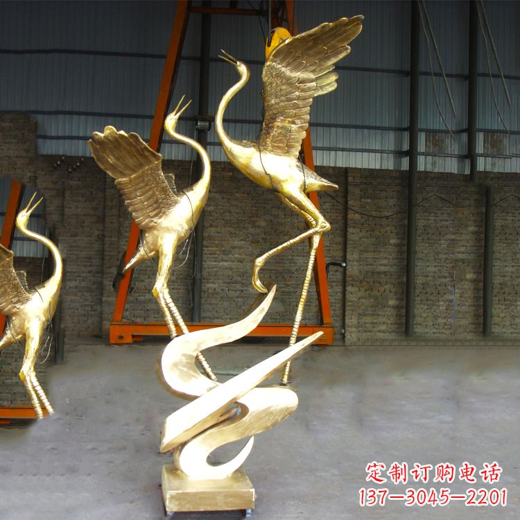 江西铜雕仙鹤景观雕塑