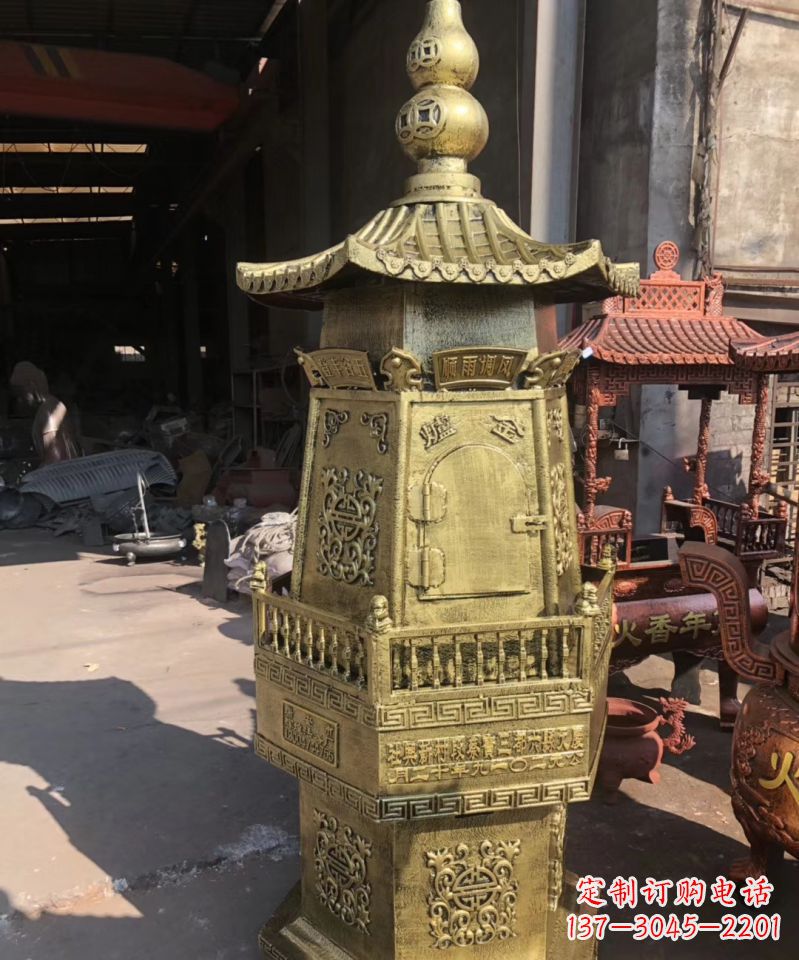江西铜雕香炉塔寺庙摆件