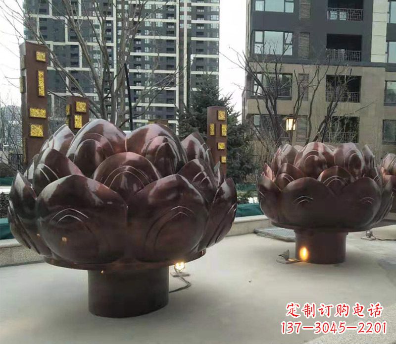 江西铜雕小区景观荷花