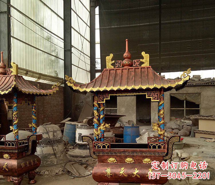 江西铜雕小型寺庙香炉摆件