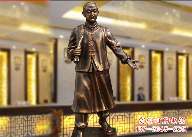 江西铜雕迎宾人物店小二