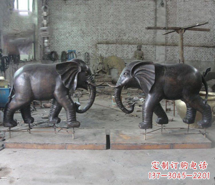 江西铜雕园林动物大象雕塑 (2)