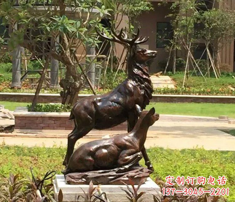 江西铜雕园林梅花鹿雕塑摆件