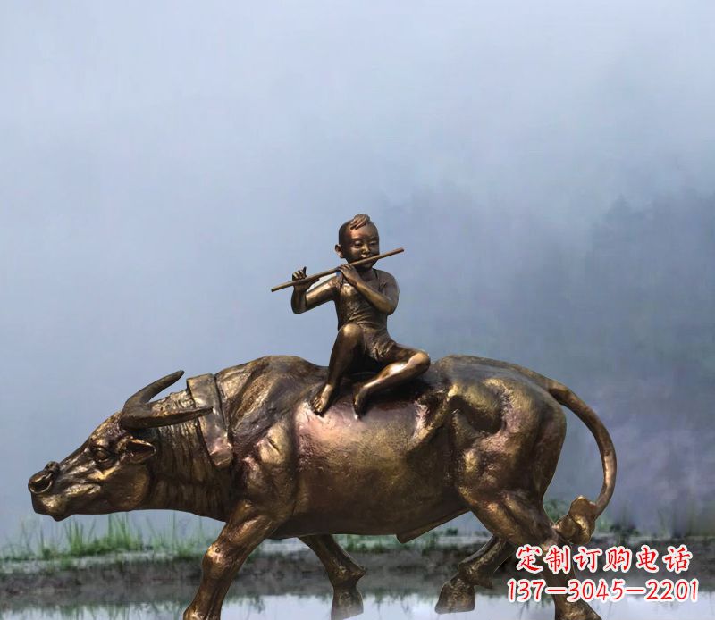 江西铜雕园林牧童骑牛