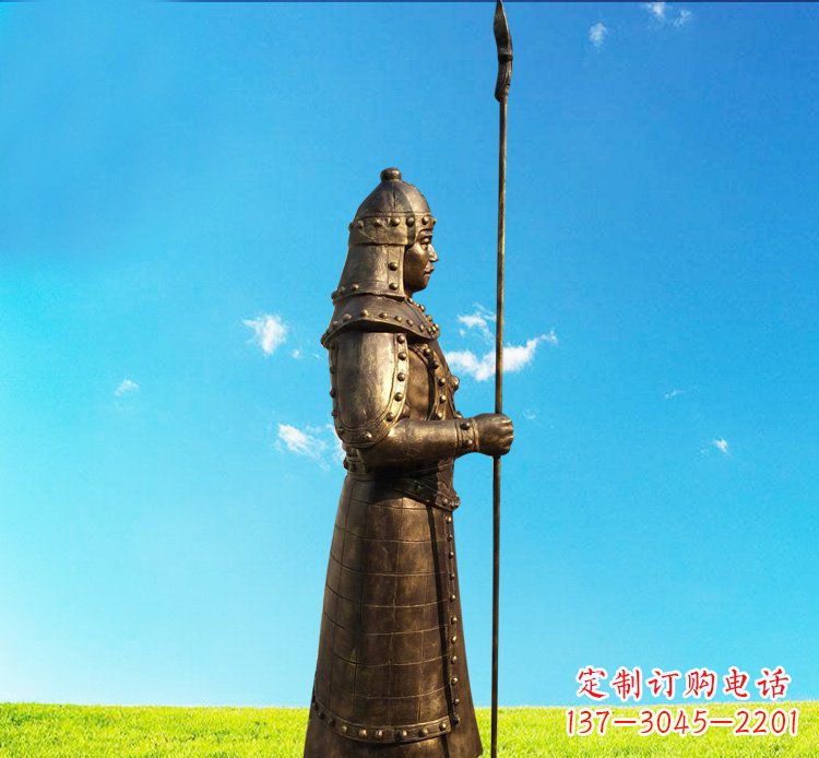 江西铜雕战士站岗古代人物雕塑