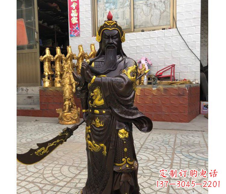 江西铜雕镇宅关公寺庙神像雕塑摆件 (2)