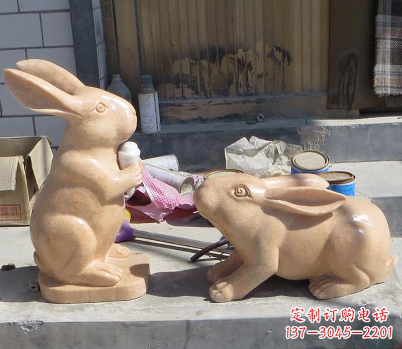 江西兔子石雕公园动物摆件