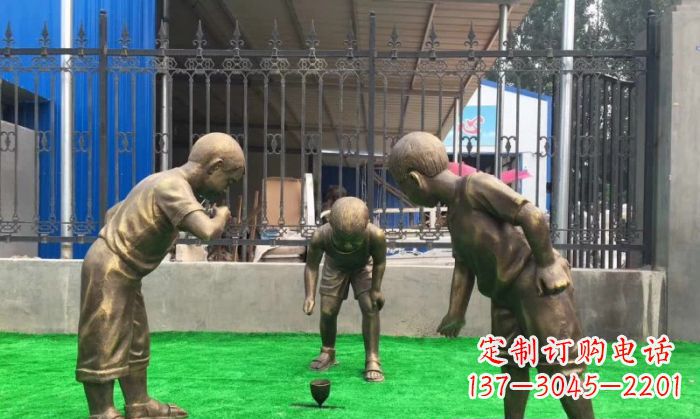 江西玩陀螺儿童铜雕