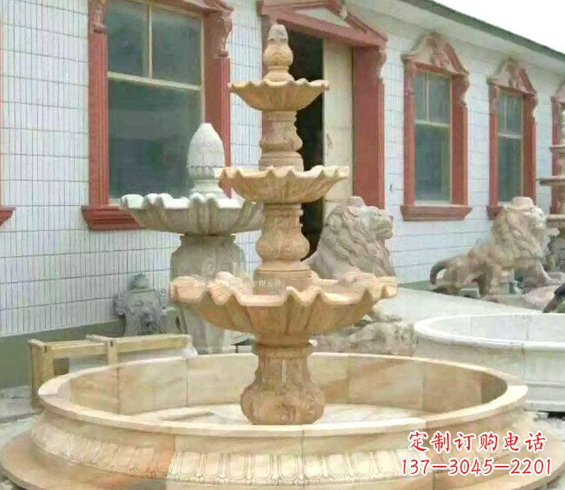 江西晚霞红大型喷泉石雕 (3)