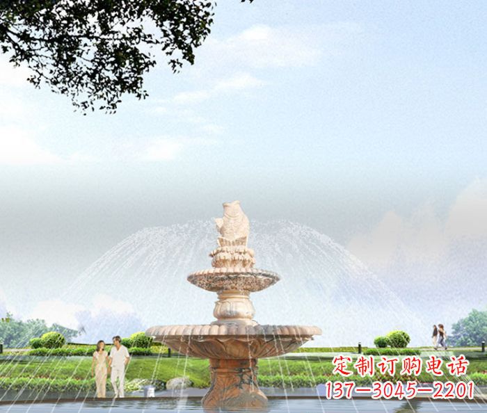 江西晚霞红多层大型石雕喷泉 (4)