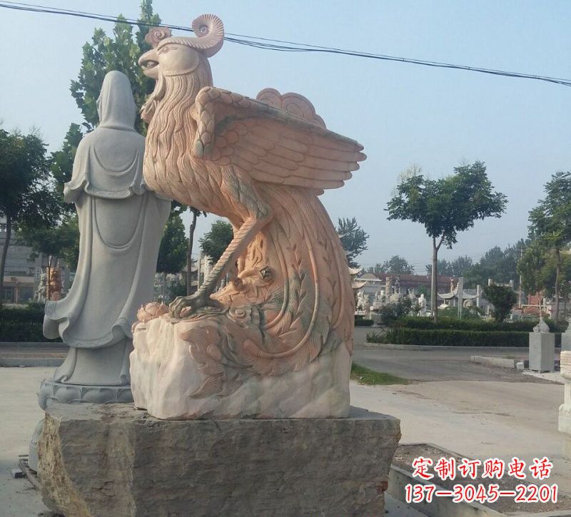 江西晚霞红凤凰石雕