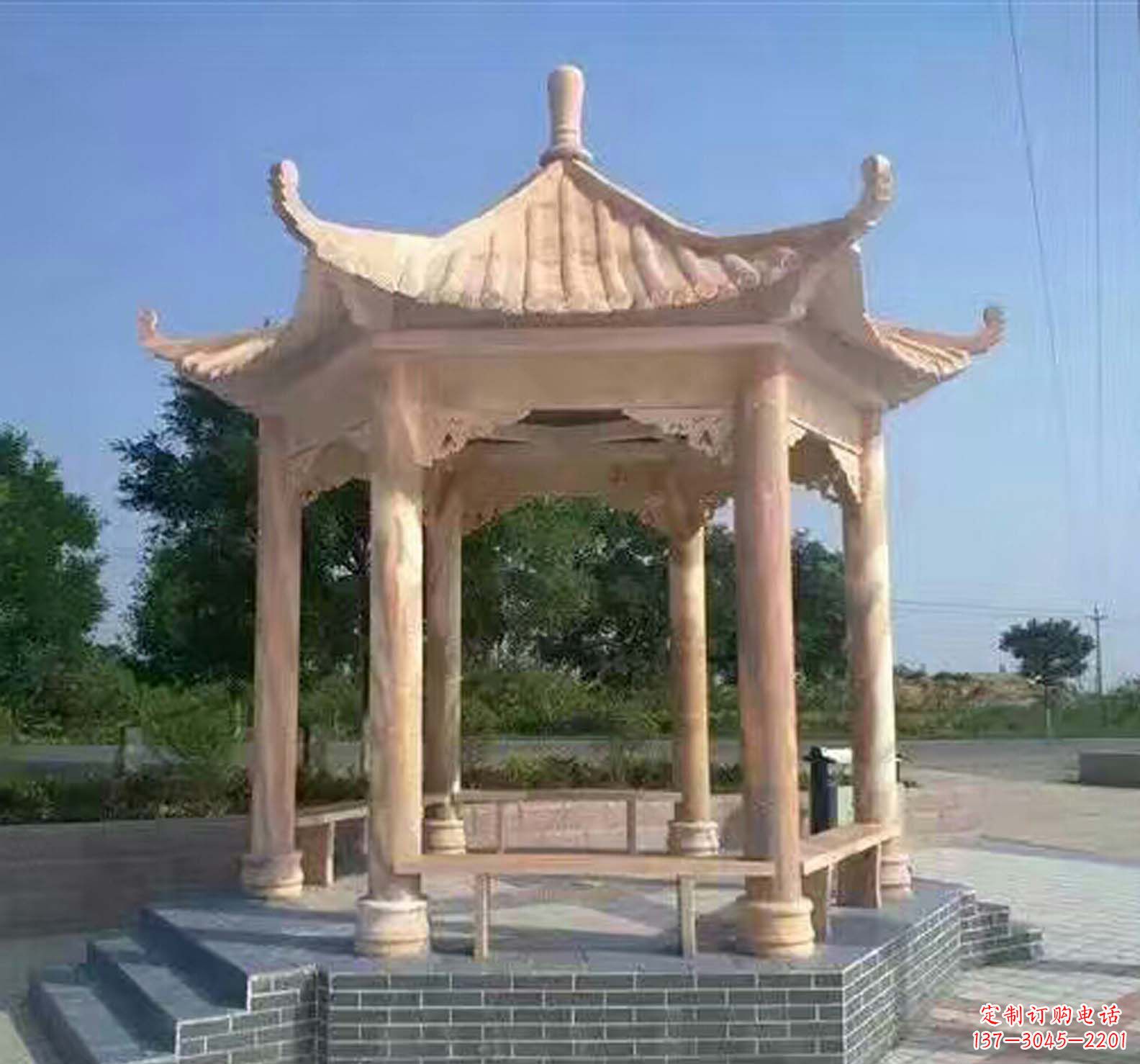 江西晚霞红公园景观凉亭