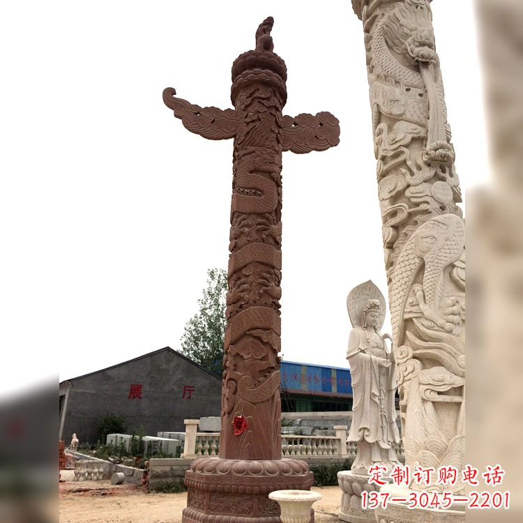江西晚霞红华表石柱
