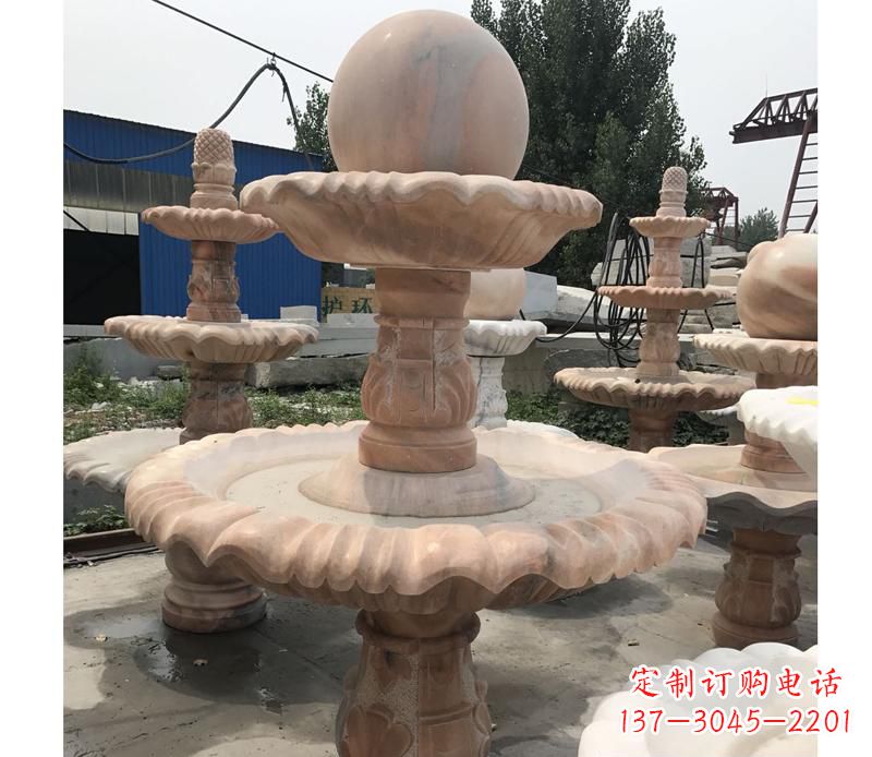 江西晚霞红景观风水球雕塑