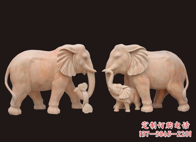 江西晚霞红母子大象雕塑