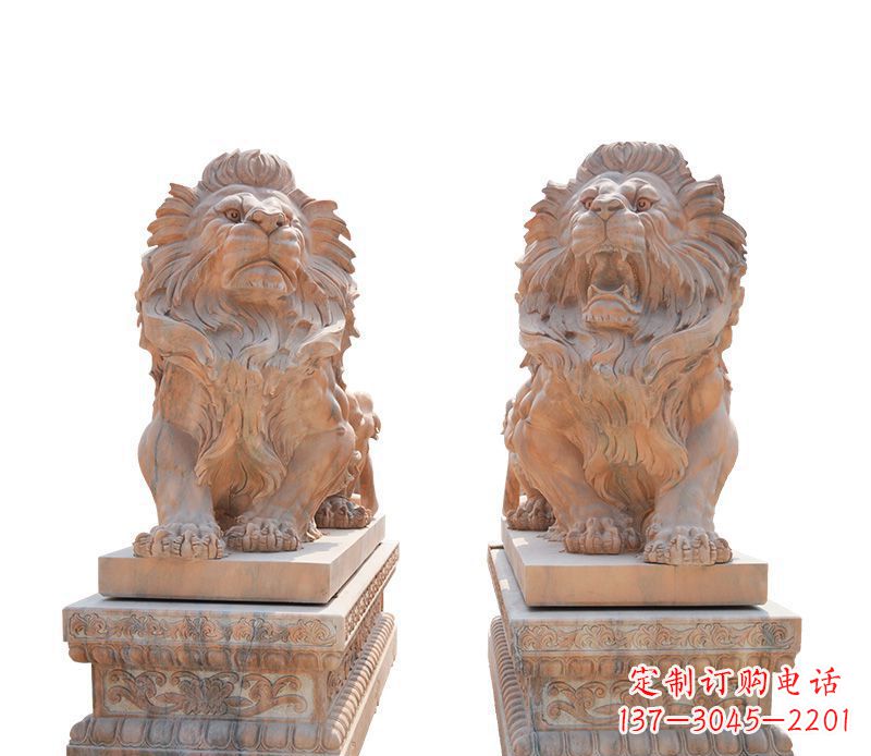 江西晚霞红欧式狮子雕塑