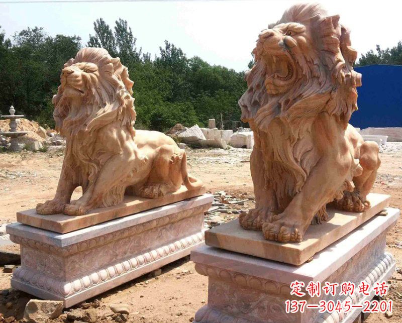 江西晚霞红欧式狮子雕塑222