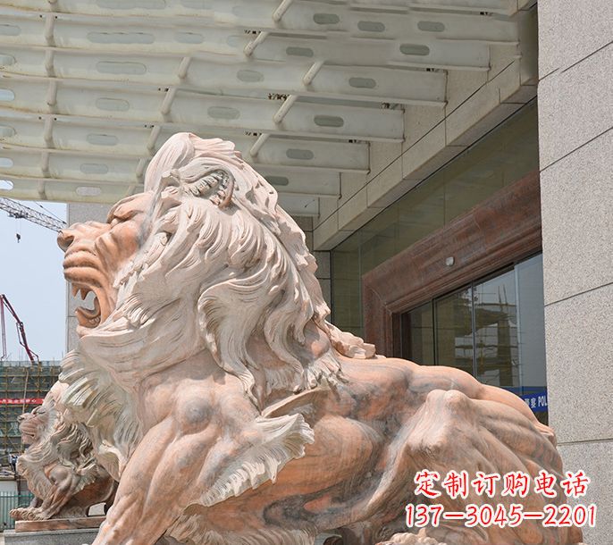 江西晚霞红欧式狮子石雕 (3)
