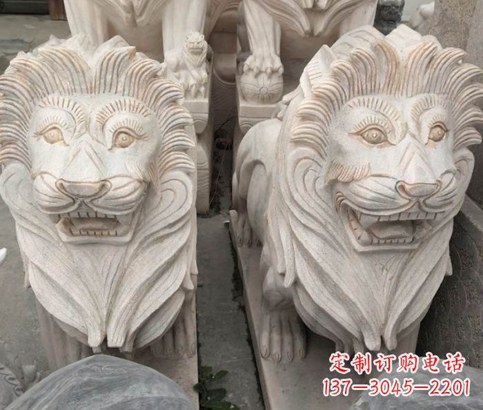 江西晚霞红欧式狮子石雕 (2)