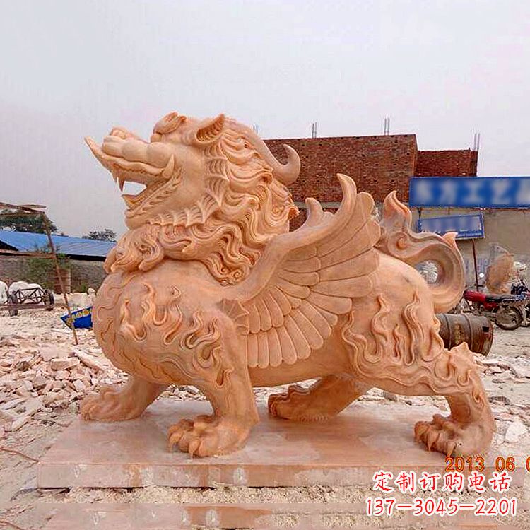江西晚霞红貔貅雕塑
