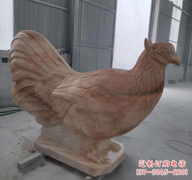 江西晚霞红石雕母鸡