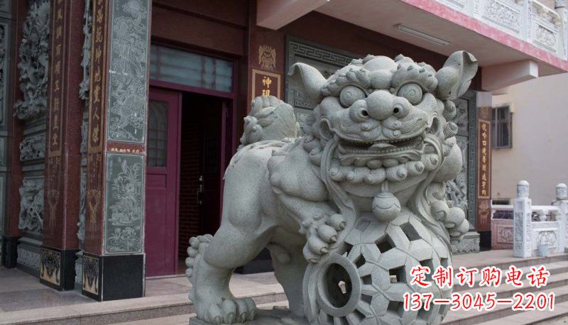 江西网球狮石雕南方狮子雕塑