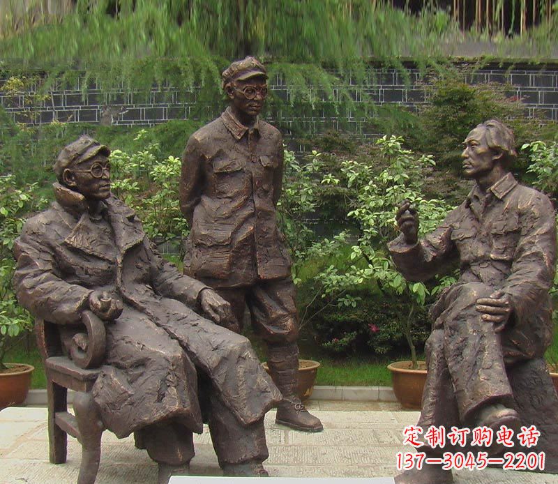 江西伟人毛泽东刘伯承铜雕