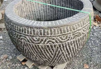 江西精美青石莲花水缸雕塑