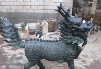 江西青铜雕制神兽麒麟，艺术匠心之至