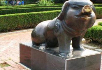 江西古典中国十二生肖猪铜雕塑