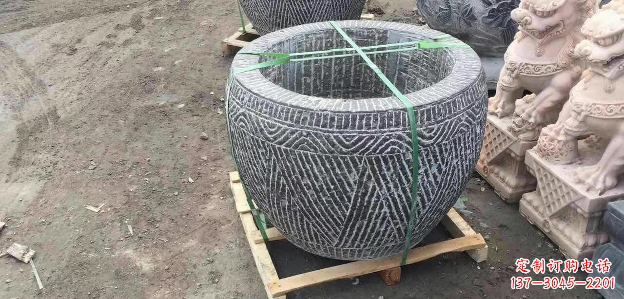 江西纹理石浮雕水缸