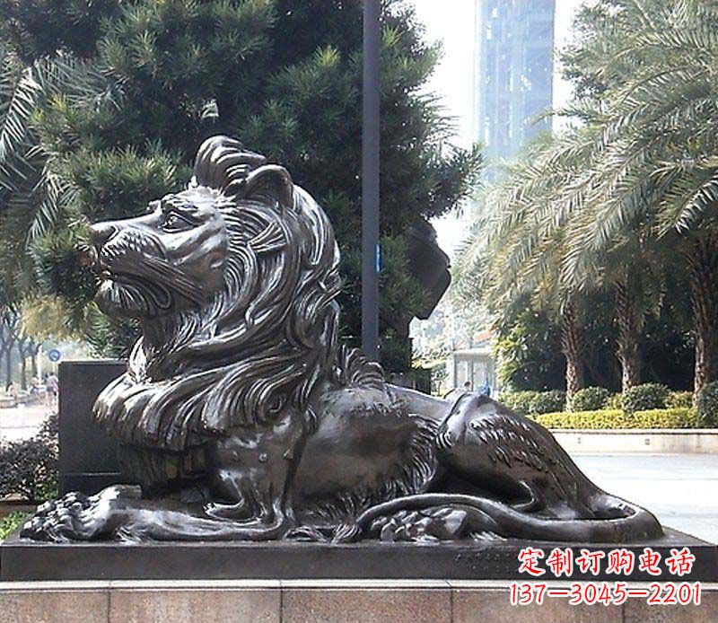江西卧着的西洋狮看门狮子铜雕
