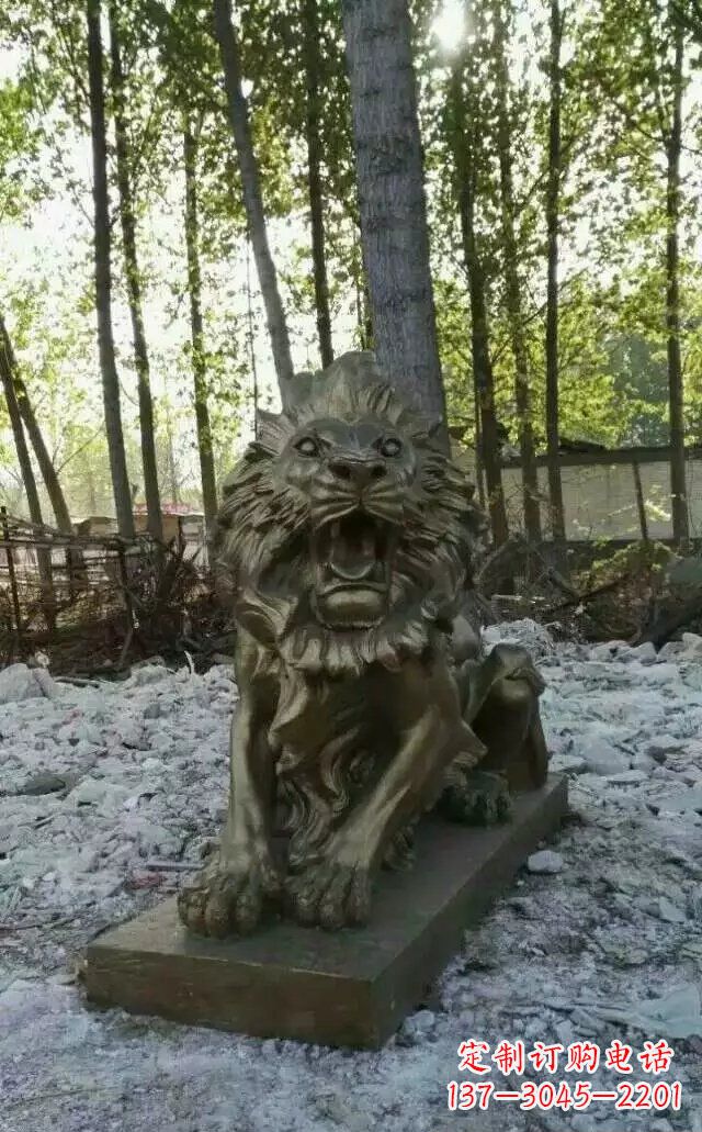 江西卧着的西洋狮子铜雕 (2)