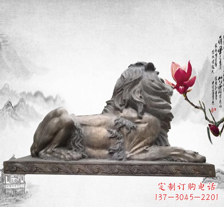 江西卧着的西洋狮子铜雕
