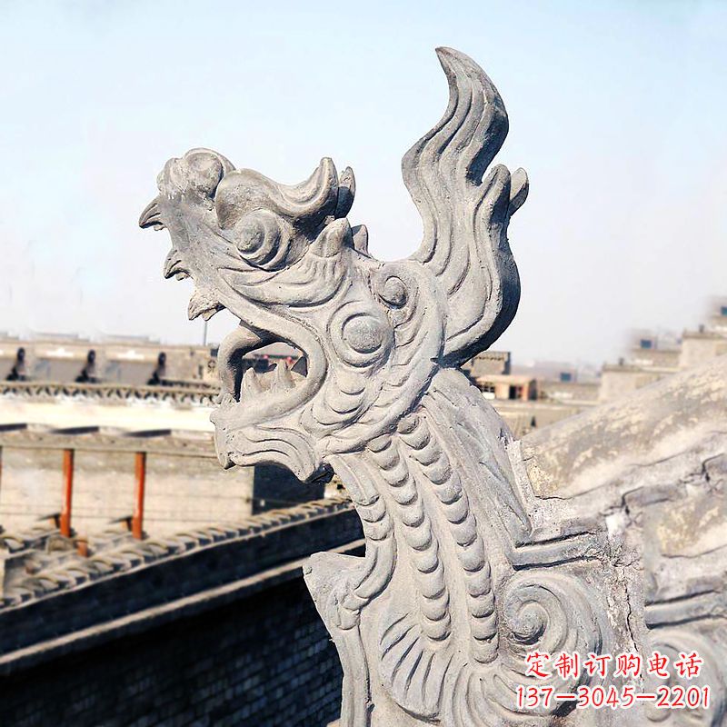 江西屋脊鸱尾螭吻雕塑-古建装饰神兽动物雕塑