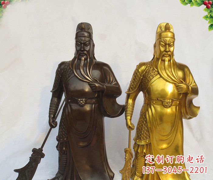 江西武财神持刀关公铜雕 (2)