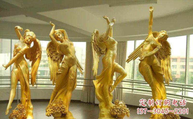 江西舞蹈四女神玻璃钢仿铜人物雕塑