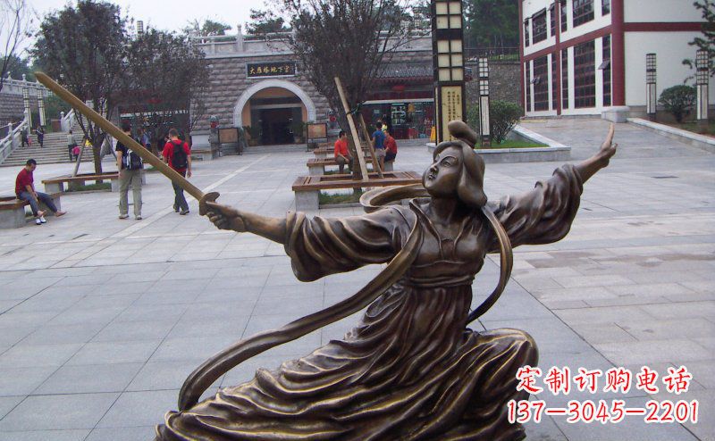 江西舞剑的古代美女古代人物铜雕