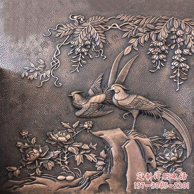 江西喜鹊紫铜浮雕装饰画