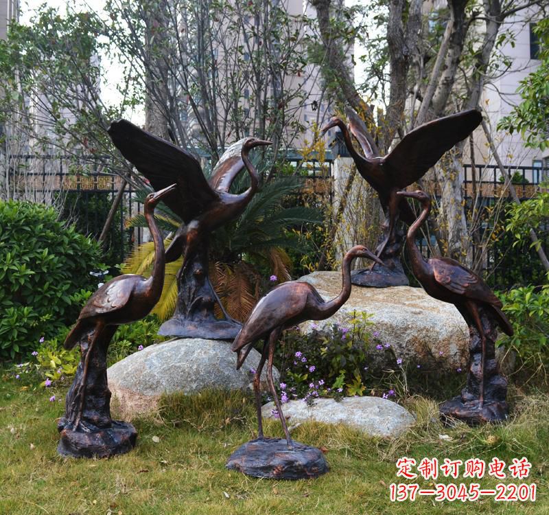 江西仙鹤铜雕塑 (2)