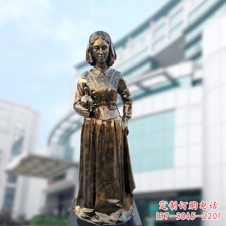 江西现代护理教育奠基人南丁格尔玻璃钢仿铜雕像